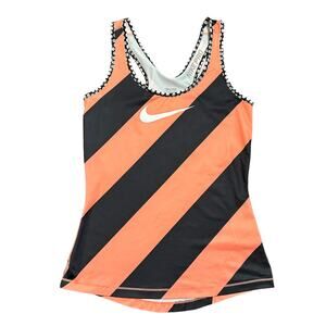 Nike Pro Womens tank top pink black diagonal stripe swoosh Size Small